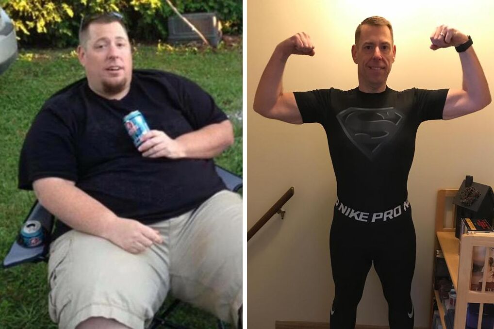 muž před a po keto dietě